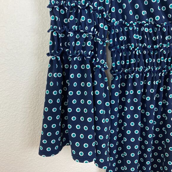 Max Studio Women's Fit & Flare Dress Size S Blue Green Smocked Waist Knee Length - Picture 5 of 8